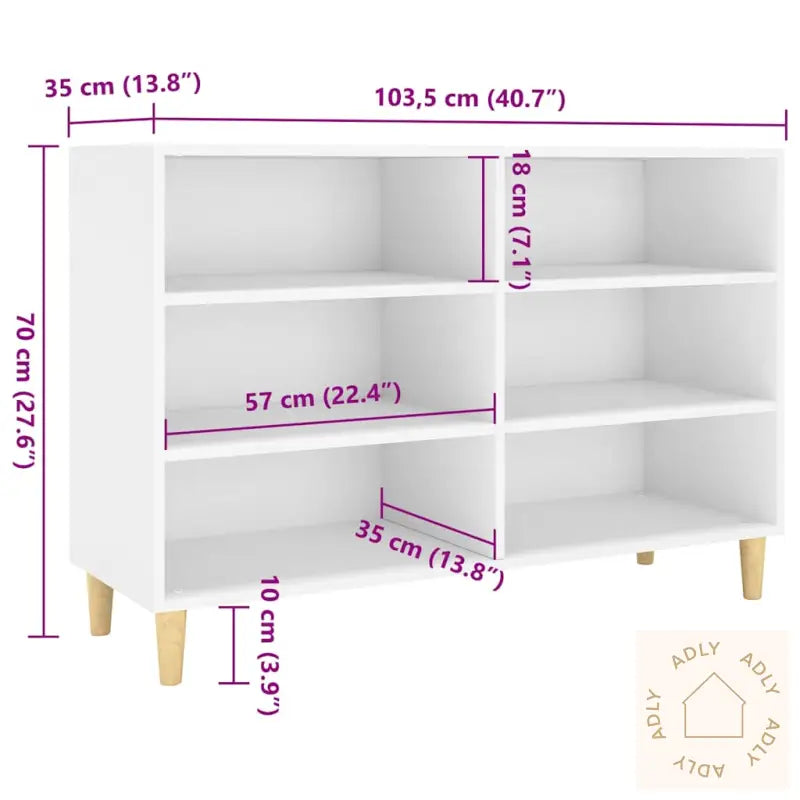 Skjenk Hvit 103,5X35X70 Cm Konstruert Tre
