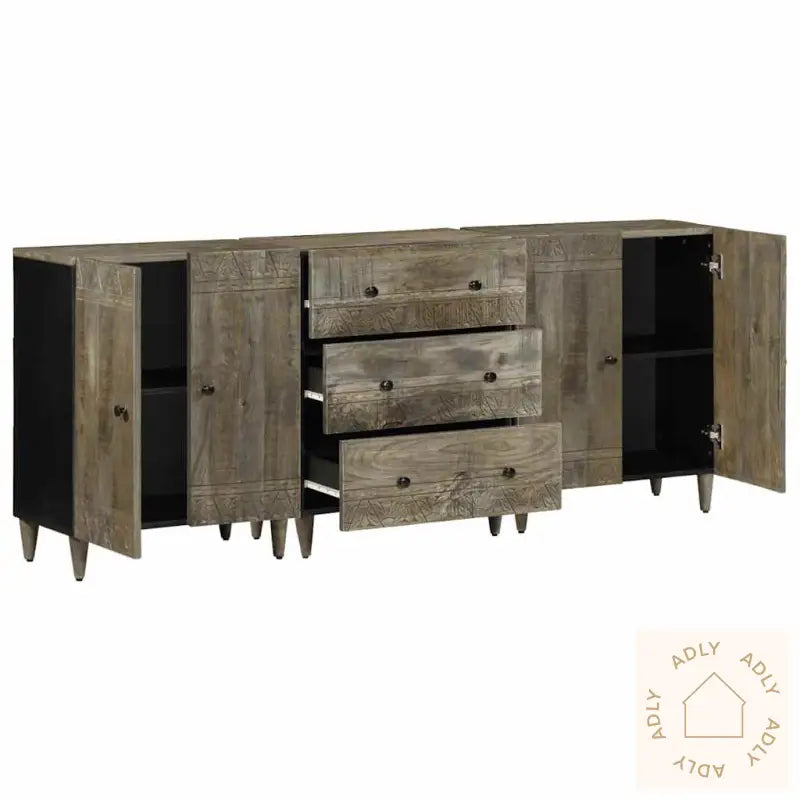 Skjenker 3 Stk Lysegrå 60X33,5X75 Cm Heltre Mango