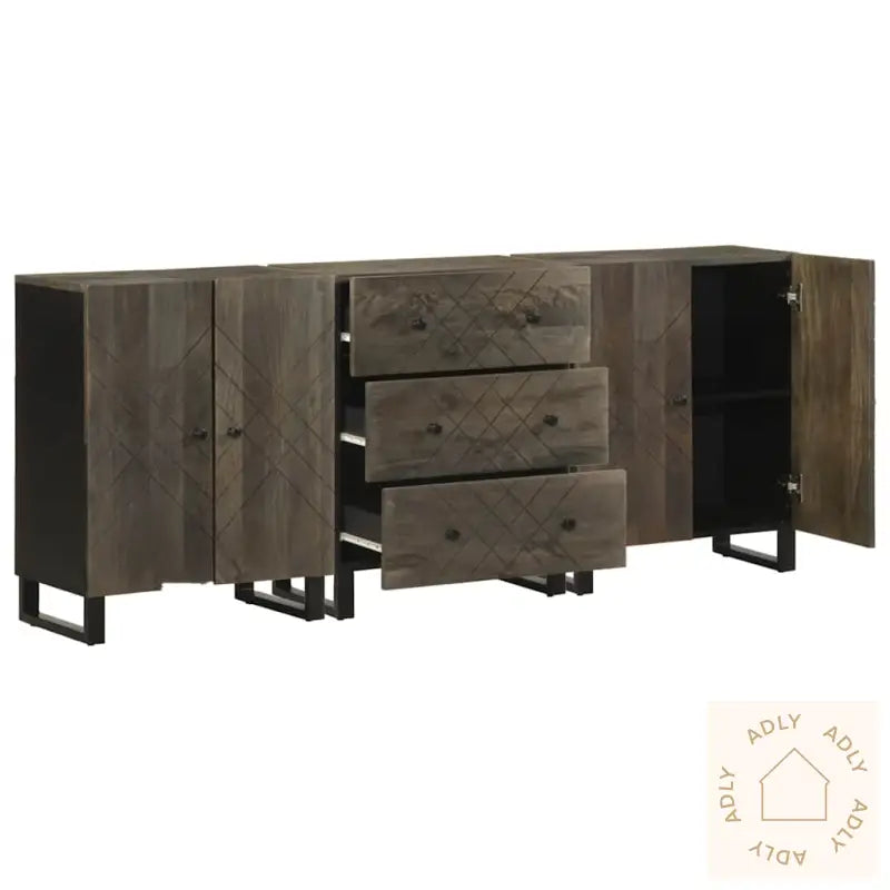 Skjenker 3 Deler Svart 60X33X75 Cm Heltre Mango