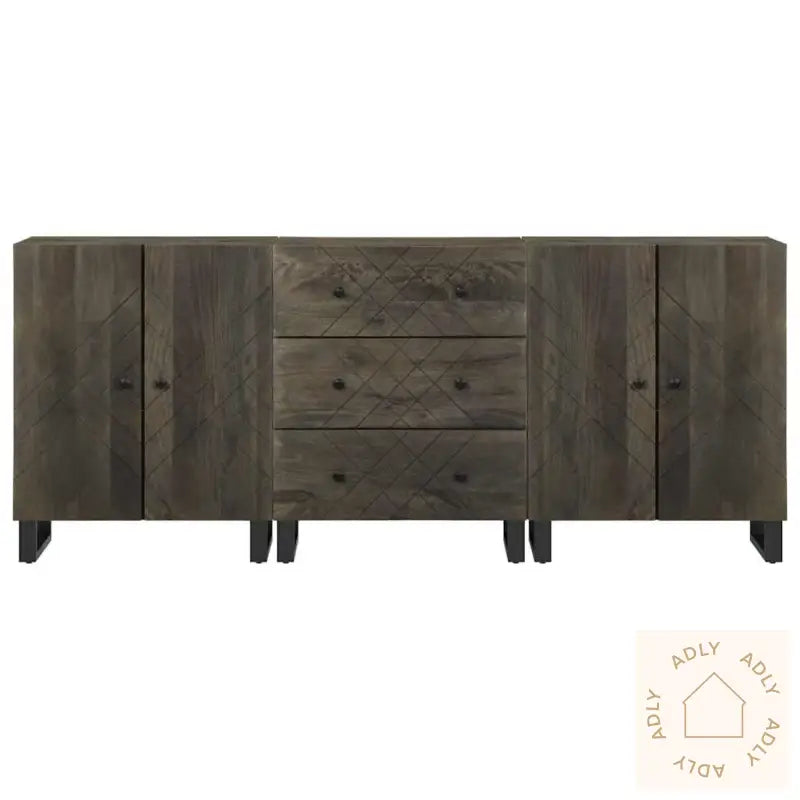 Skjenker 3 Deler Svart 60X33X75 Cm Heltre Mango