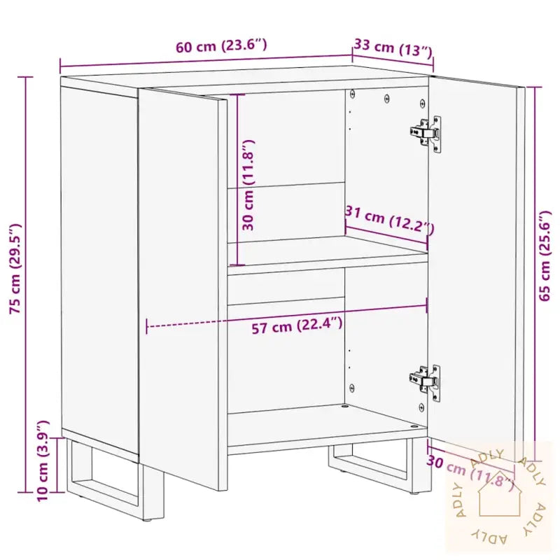 Skjenk Svart 60X33X75 Cm Heltre Mango