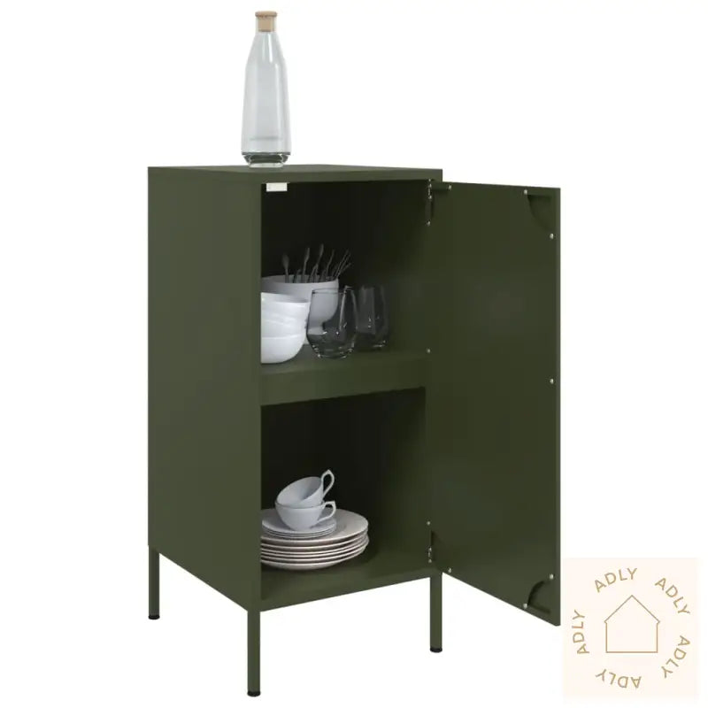 Skjenker 2 Stk Olivengrønn 36X39X79 Cm Stål