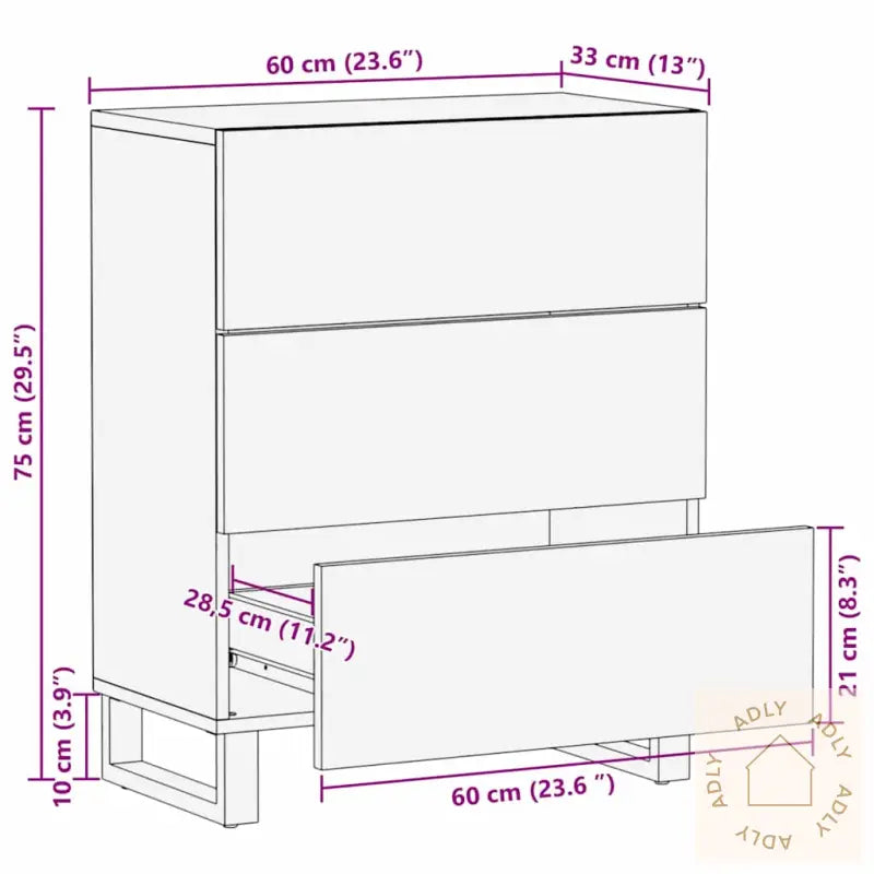 Sofabord 60X33,5X75 Cm Solid Mangotre
