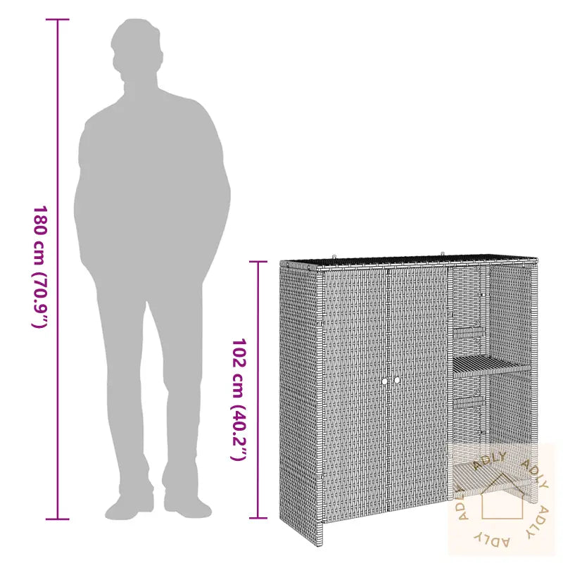 Oppbevaringsskap Grå 100X36X102 Cm Rattan