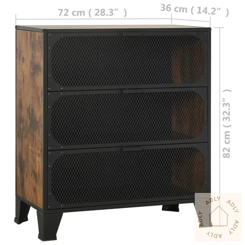Oppbevaringsskap Rustikk Brun 72X36X82 Cm Metall Og Mdf
