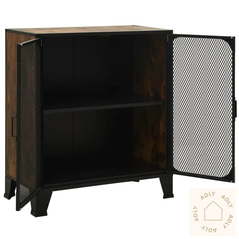 Oppbevaringsskap Rustikk Brun 72X36X82 Cm Metall Og Mdf