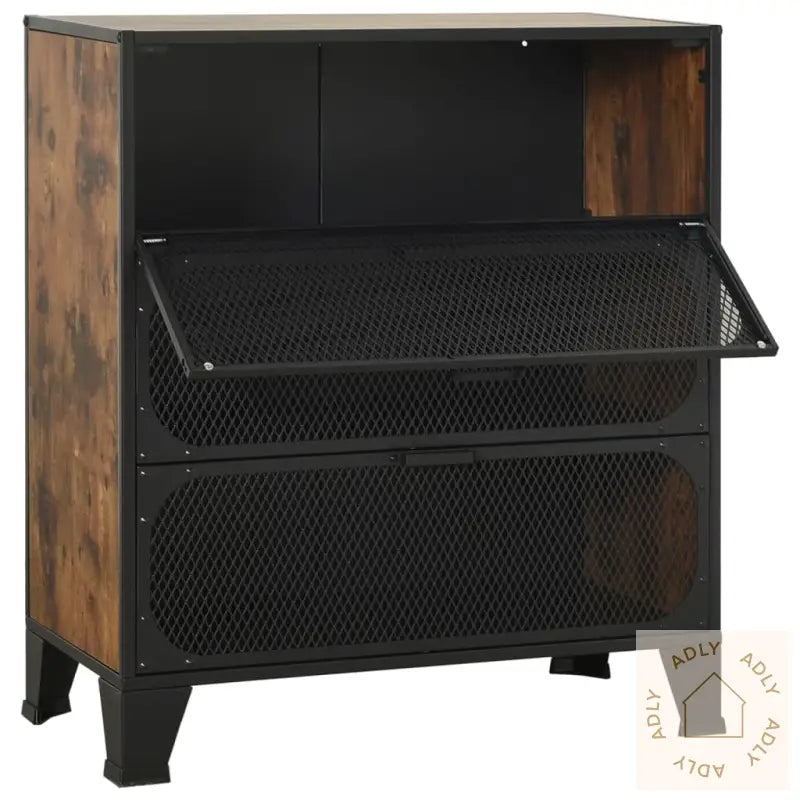 Oppbevaringsskap Rustikk Brun 72X36X82 Cm Metall Og Mdf