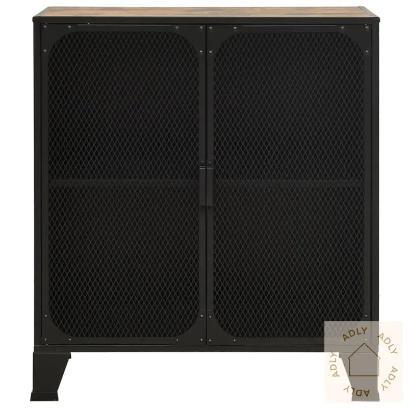 Oppbevaringsskap Rustikk Brun 72X36X82 Cm Metall Og Mdf