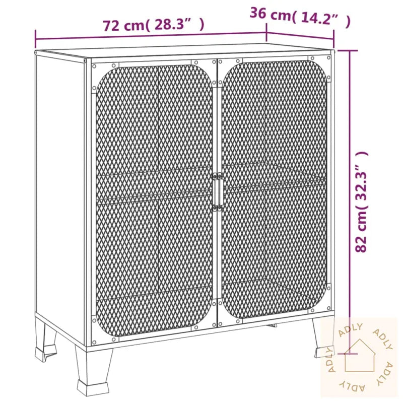Oppbevaringsskap Rustikk Brun 72X36X82 Cm Metall Og Mdf