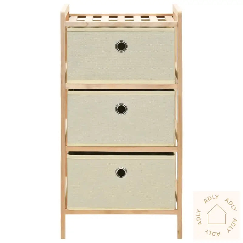 Oppbevaringshylle Med 3 Stoffkurver Sedertre Beige