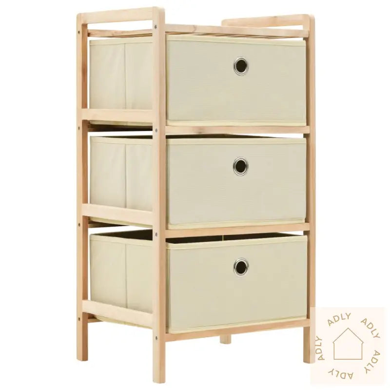Oppbevaringshylle Med 3 Stoffkurver Sedertre Beige