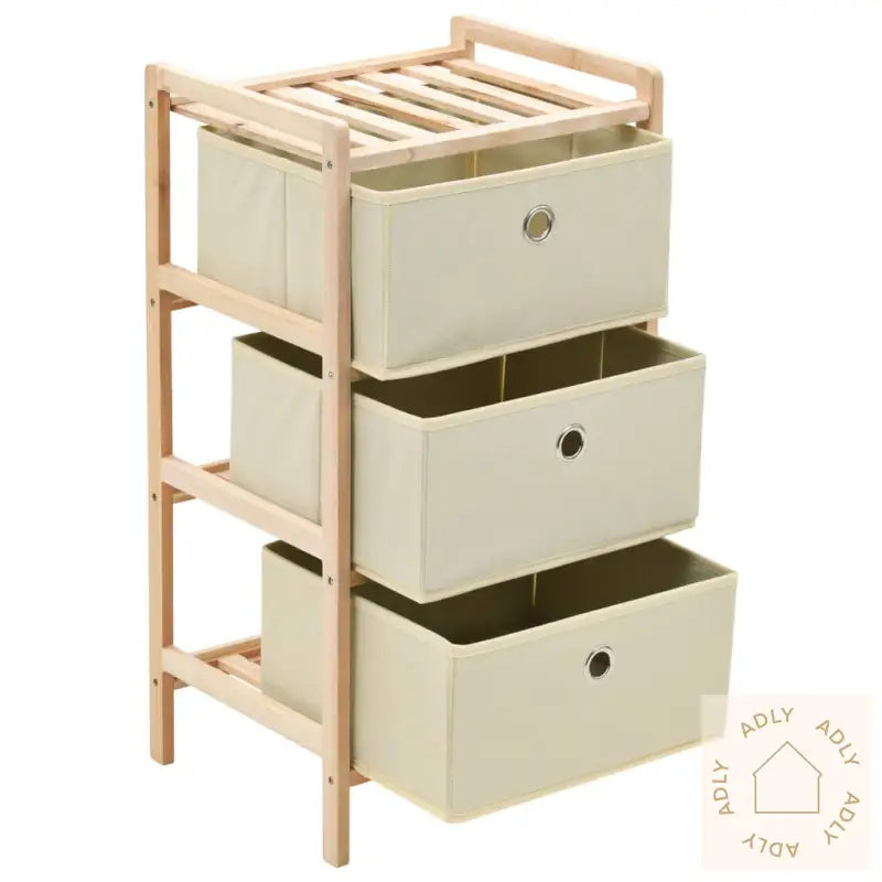 Oppbevaringshylle Med 3 Stoffkurver Sedertre Beige