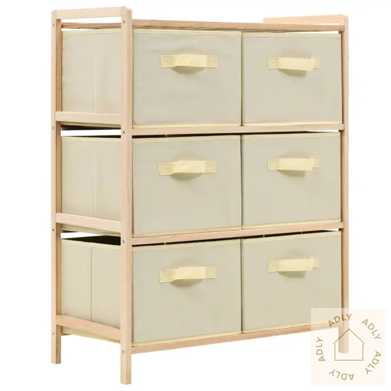 Oppbevaringshylle Med 6 Stoffkurver Sedertre Beige