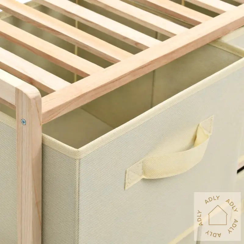 Oppbevaringshylle Med 6 Stoffkurver Sedertre Beige