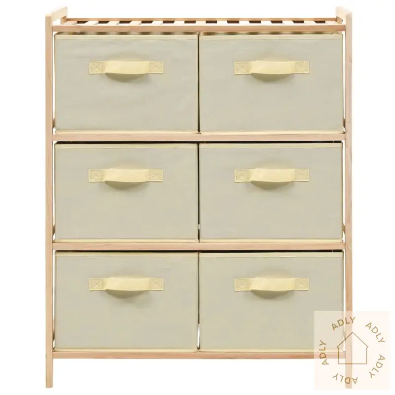 Oppbevaringshylle Med 6 Stoffkurver Sedertre Beige