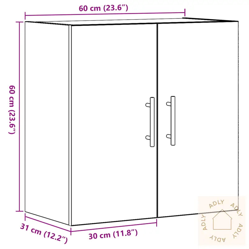 Veggskap Svart Eik 60X31X70 Cm Konstruert Tre