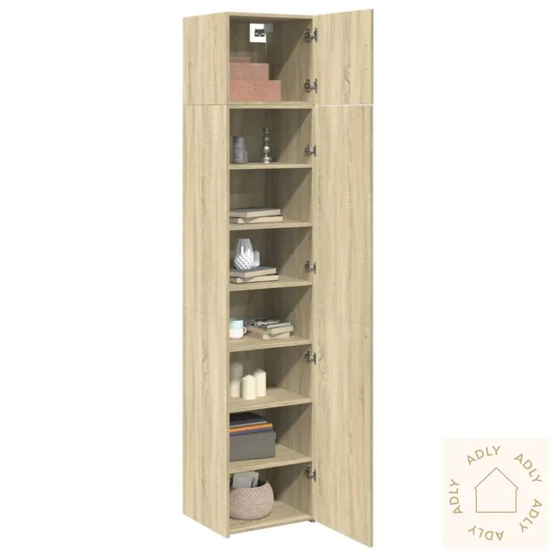 Smalt Oppbevaringsskap Sonoma Eik 45X42,5X225 Cm Konstruert Tre