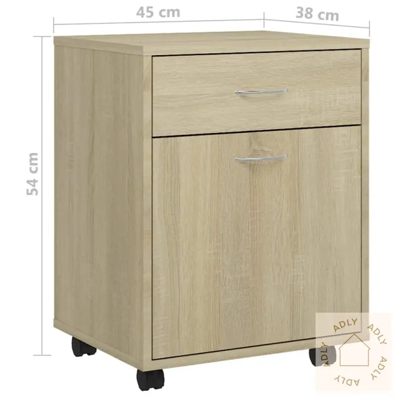 Rulleskap Sonoma Eik 45X38X54 Cm Konstruert Tre