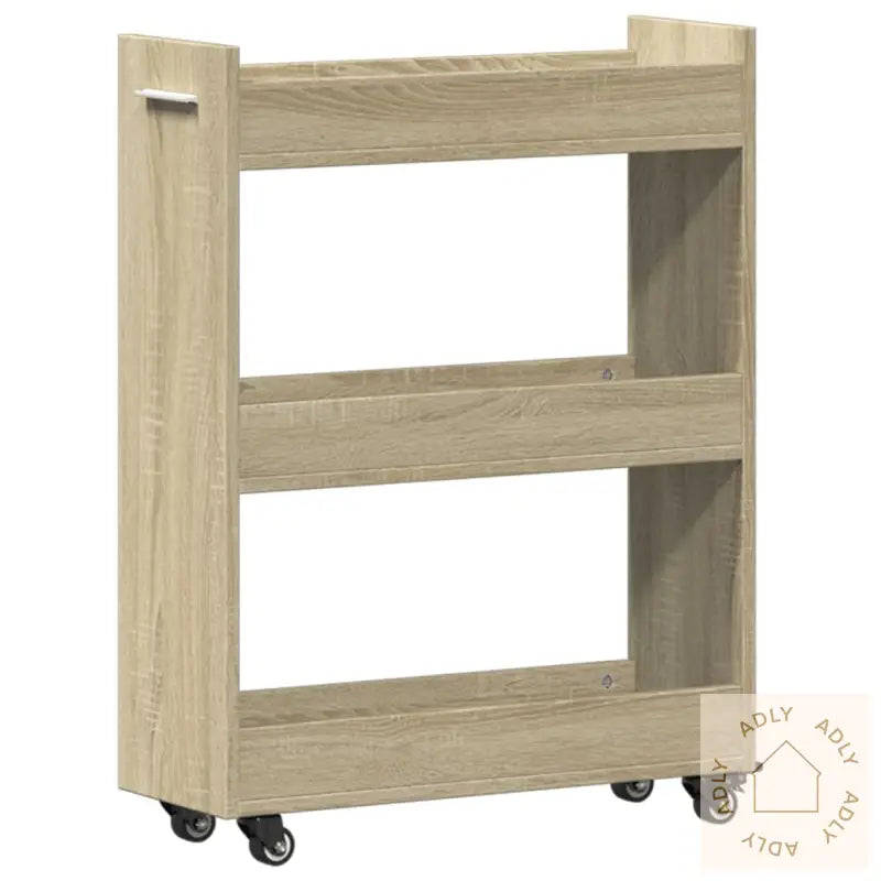 Sidebord Med Hjul Sonoma Eik 60X22X79 Cm Konstruert Tre