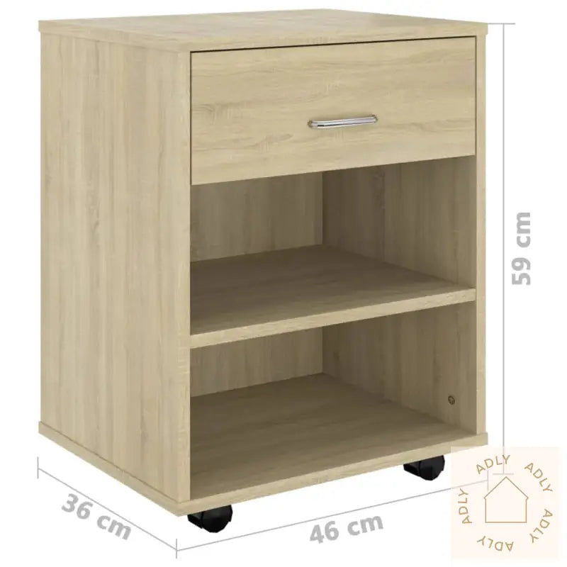 Rulleskap Sonoma Eik 46X36X59 Cm Konstruert Tre