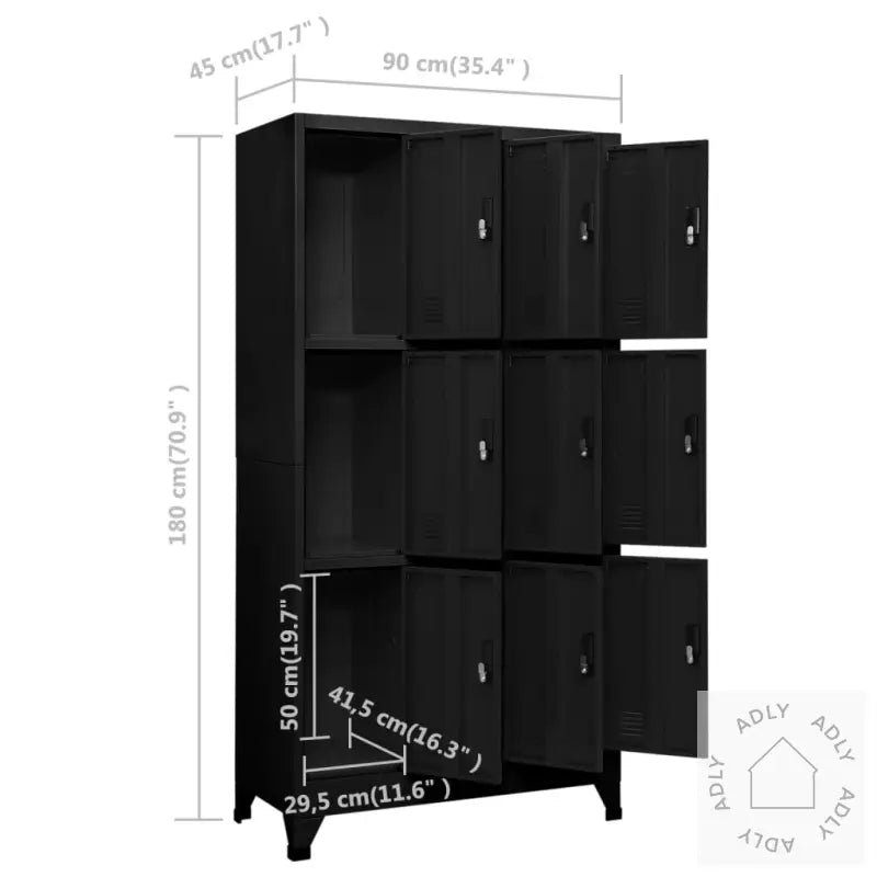 Oppbevaringsskap Svart 90X45X180 Cm Stål