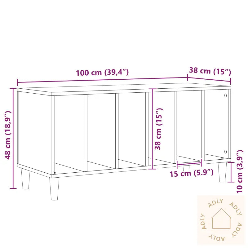 Ep Record Cabinet Svart Eik 100X38X48 Cm Konstruert Tre
