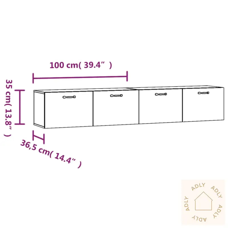Veggskap 2 Stk Hvit 100X36,5X35 Cm Konstruert Tre