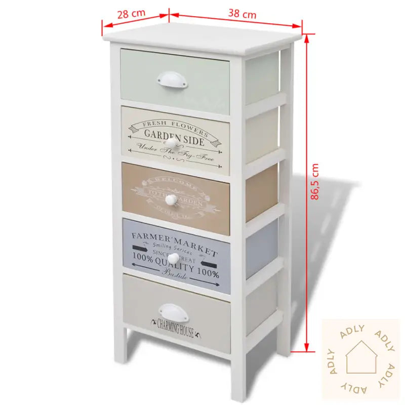 Fransk Oppbevaringsskap 5 Skuffer Tre