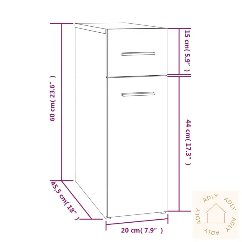 Apotekskap Røkt Eik 20X45,5X60 Cm Konstruert Tre