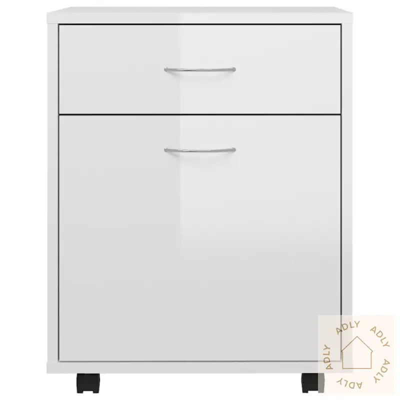 Rulleskap Høyglans Hvit 45X38X54 Cm Konstruert Tre