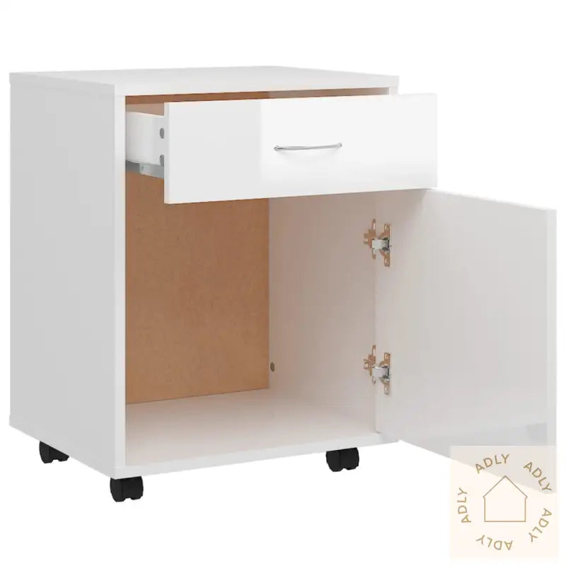 Rulleskap Høyglans Hvit 45X38X54 Cm Konstruert Tre