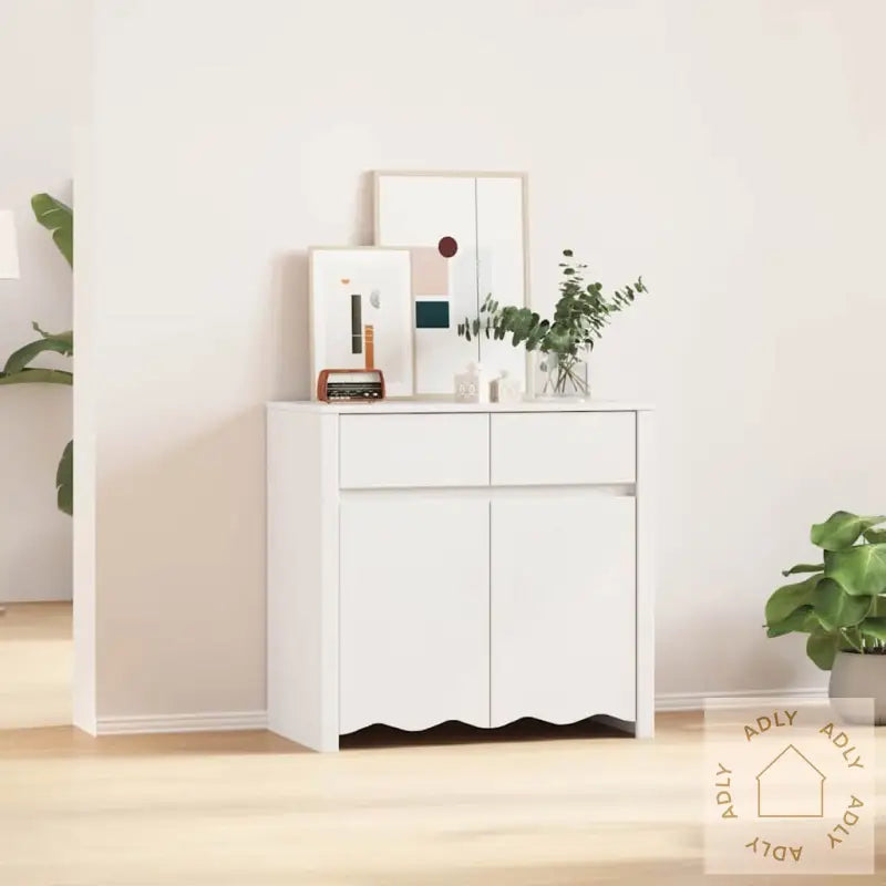 Sideboard &quot;Drammen&quot; Hvit 79X43X75,5 Cm Massivt Furu
