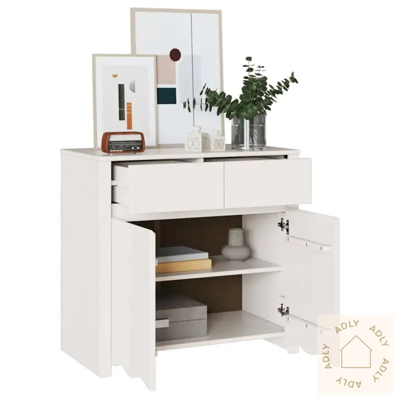 Sideboard &quot;Drammen&quot; Hvit 79X43X75,5 Cm Massivt Furu