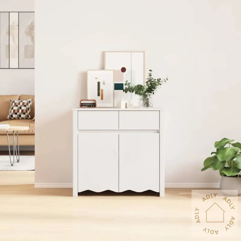 Sideboard &quot;Drammen&quot; Hvit 79X43X75,5 Cm Massivt Furu