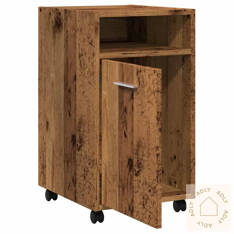 Skap Med Hjul Gammelt Tre 33X38X60 Cm Konstruert Tre