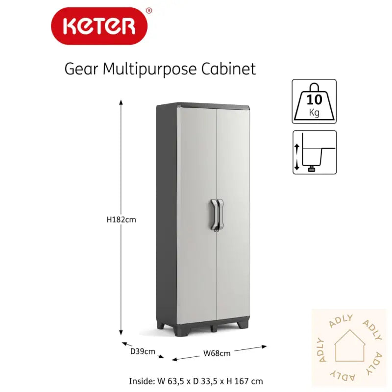 Keter Flerfunksjonelt Oppbevaringsskap Gear Svart Og Grå 182 Cm