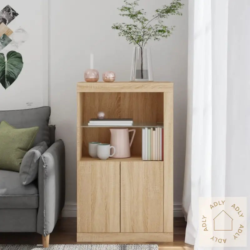 Sideskap Med Led-Lys Sonoma Eik Konstruert Tre