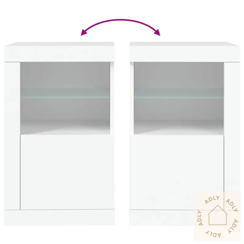 Sideskap Med Led 2 Stk Hvit Konstruert Tre