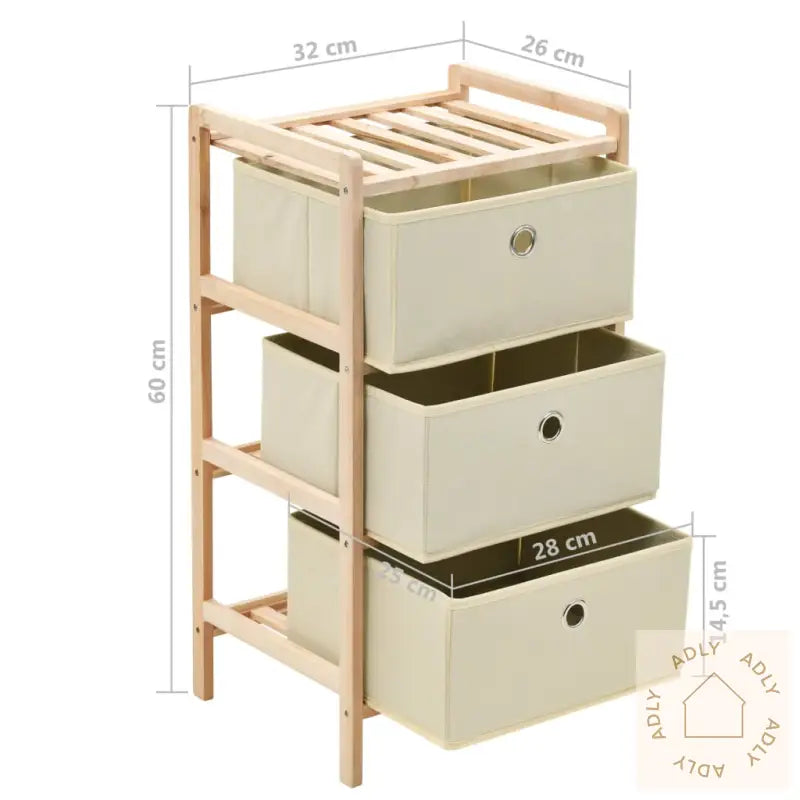 Oppbevaringshyller 2 Stk Med 3 Stoffkurver Beige Sedertre