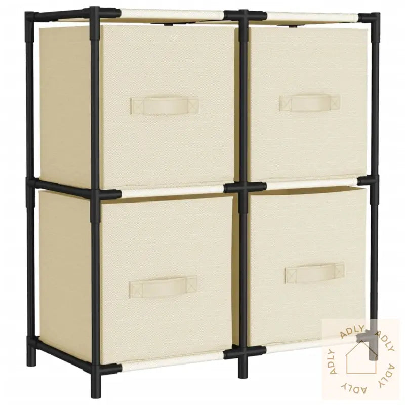 Oppbevaringsskap Med 4 Stoffkurver Kremhvit 63X30X71 Cm Stål