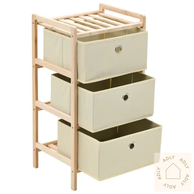 Oppbevaringshyller 2 Stk Med 3 Stoffkurver Beige Sedertre