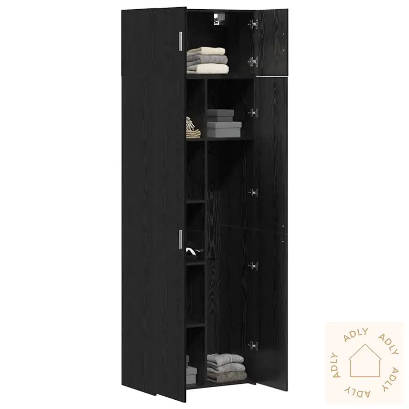 Oppbevaringsskap Svart Eik 70X42.5X225 Cm Konstruert Tre