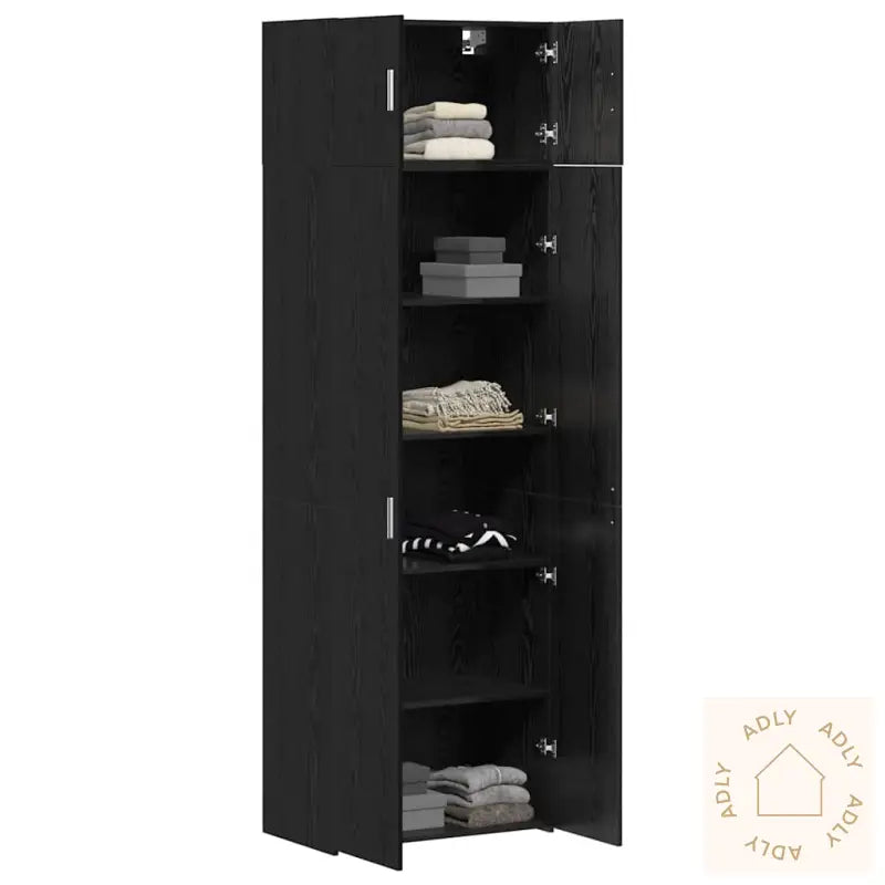 Oppbevaringsskap Svart Eik 70X42,5X225 Cm Konstruert Tre