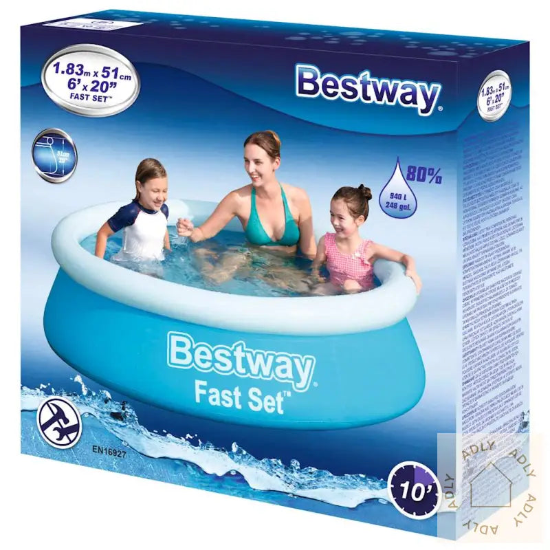 Bestway Oppblåsbart Basseng Fast Set Rundt 183X51 Cm Blå