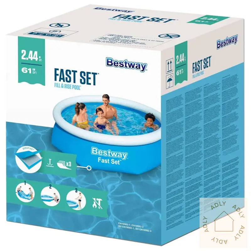 Bestway Oppblåsbart Svømmebasseng Fast Set Rundt 244X66 Cm 57265