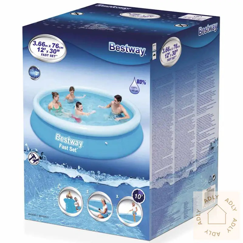 Bestway Oppblåsbart Svømmebasseng Fast Set Rundt 366X76 Cm 57273