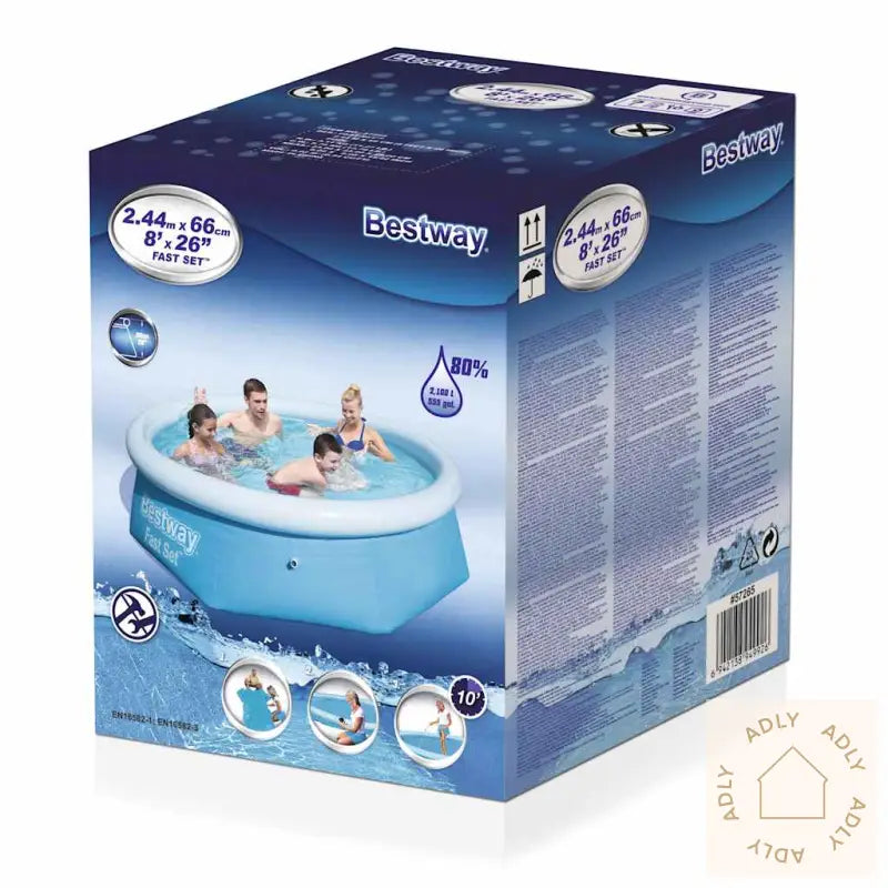 Bestway Oppblåsbart Svømmebasseng Fast Set Rundt 244X66 Cm 57265
