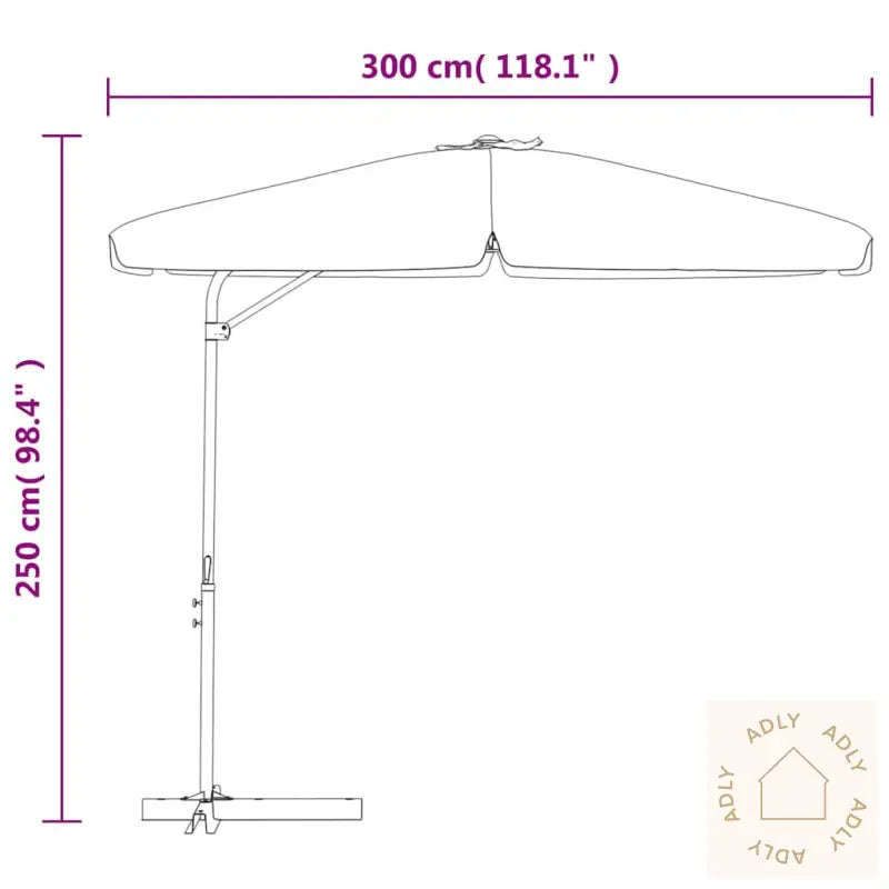 Parasoll Med Stålstang 300 Cm Gråbrun