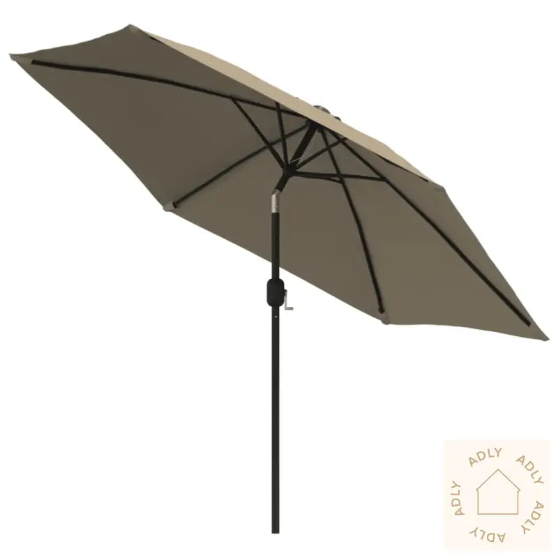 Parasoll Med Led-Lys Og Stålstang 300 Cm Gråbrun