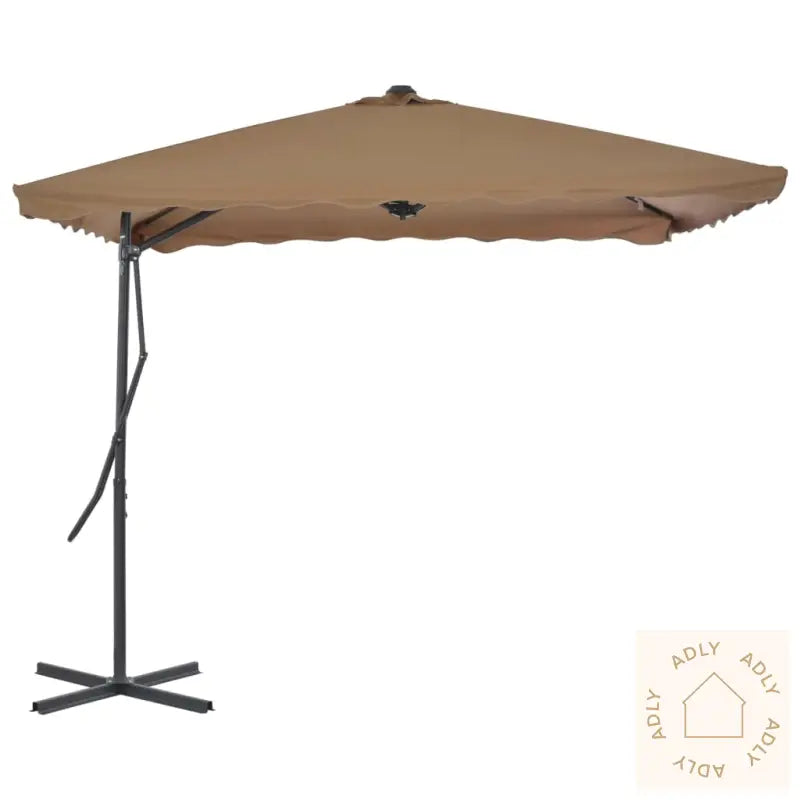 Parasoll Med Stålstang 250X250 Cm Gråbrun